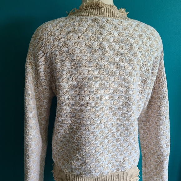 Burgess cotton cashmere knit sweater luxury size small neutral preppy mockneck - Picture 3 of 6